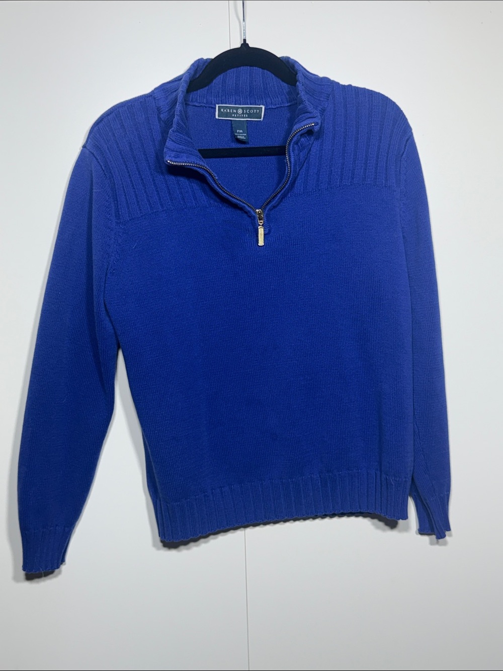Karen Scott Cobalt Blue Half-Zip Sweater